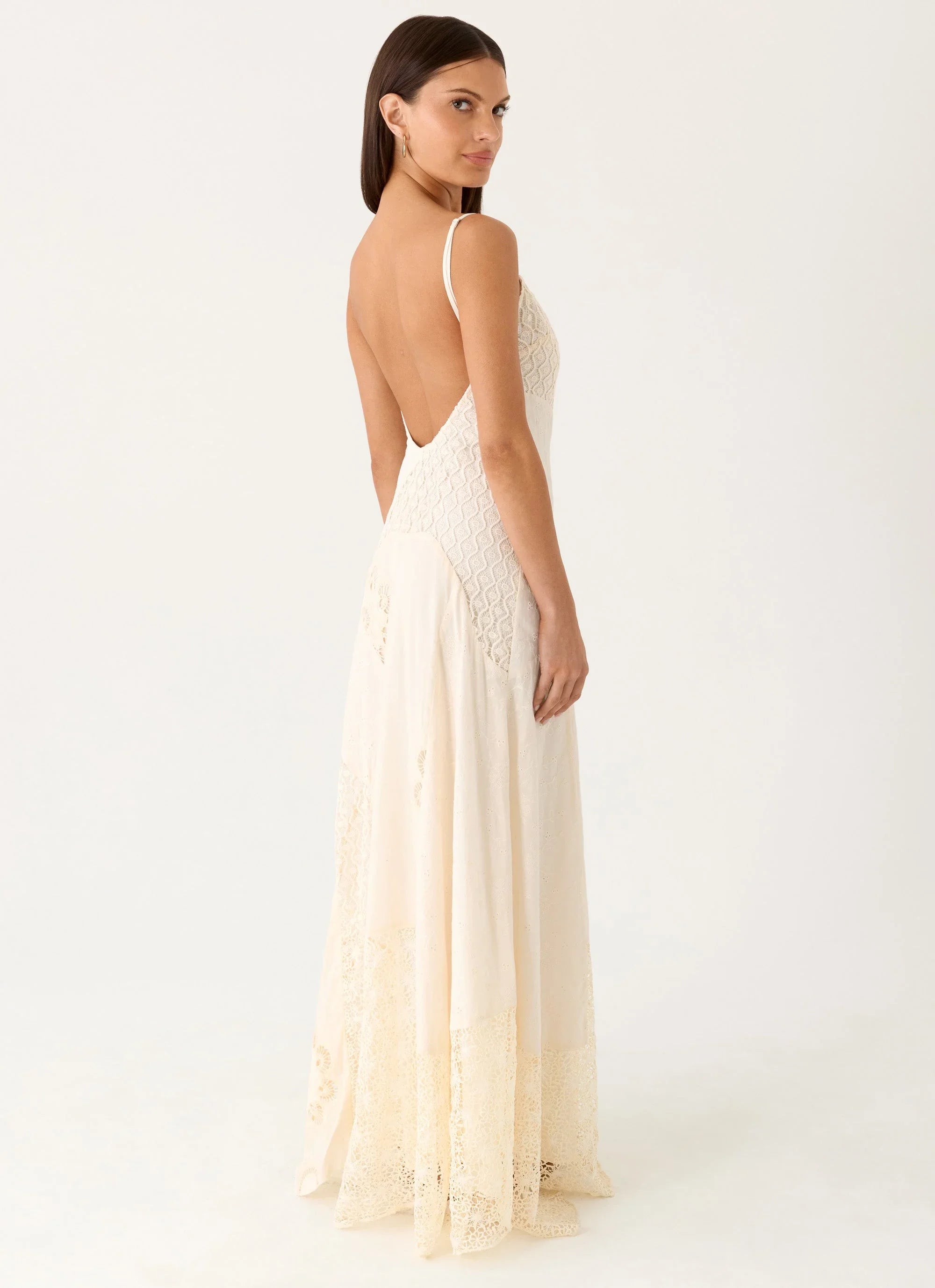 Fabienne Spliced Cotton Maxi Dress Ivory