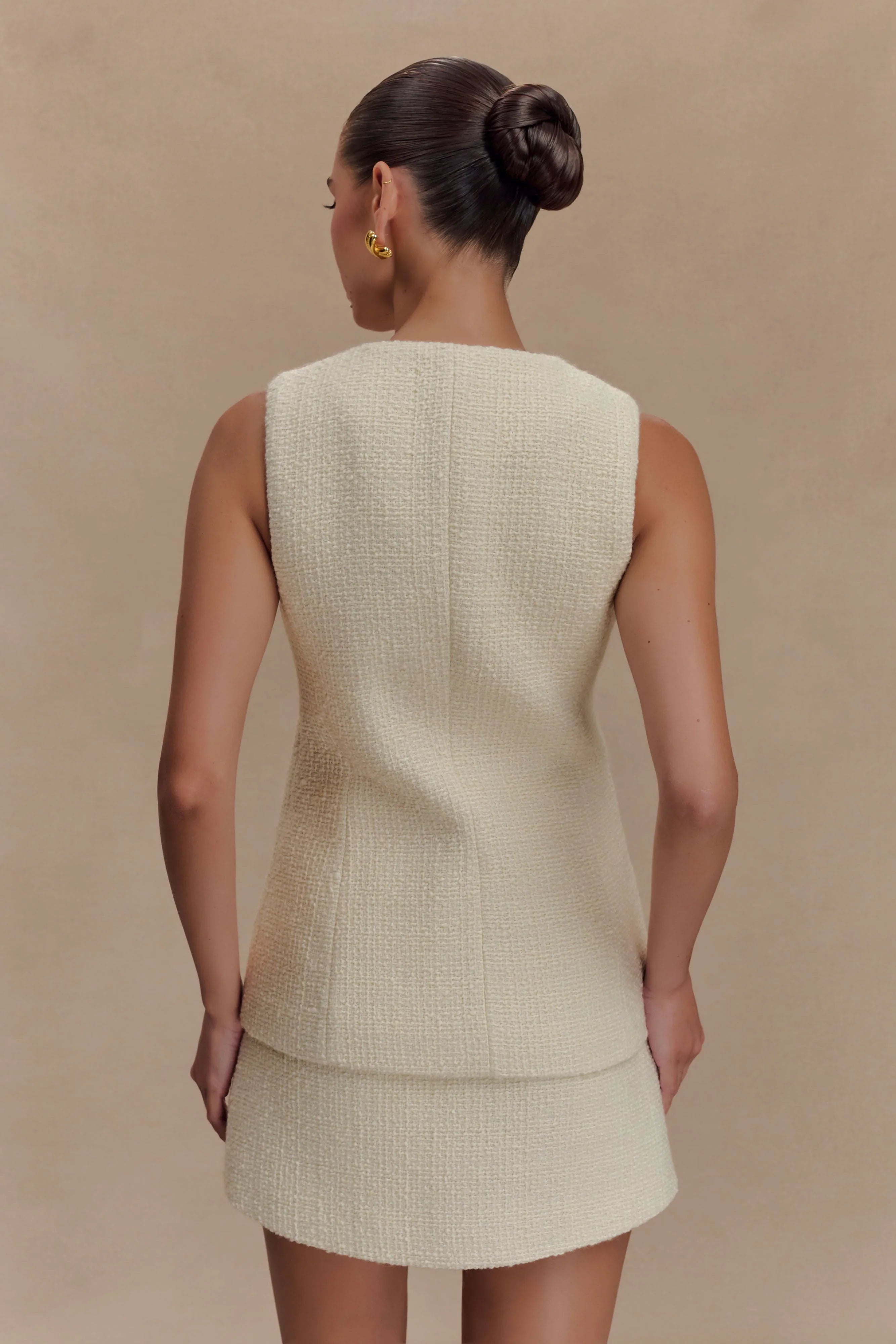 Camilla Boucle Sleeveless Vest Ivory