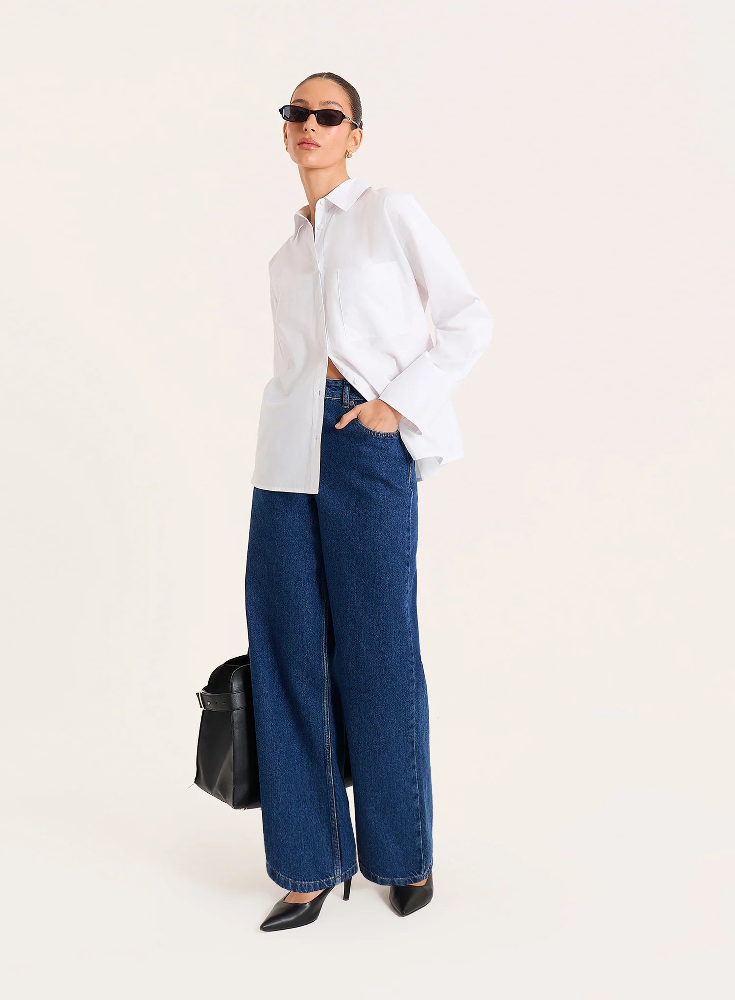 White Cotton Tie Back Detail Shirt