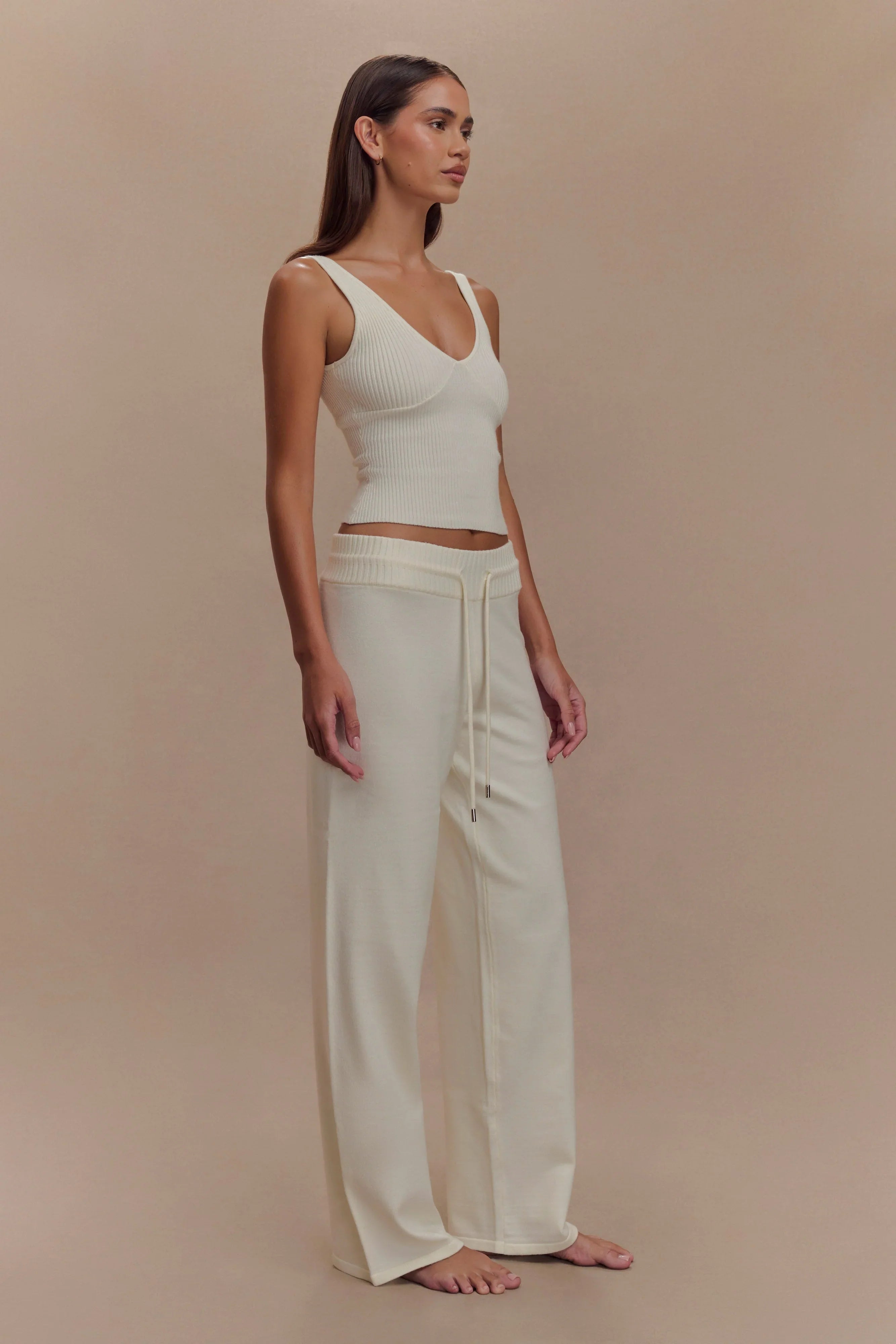 Natalya Knit Wide Leg Pants Ivory