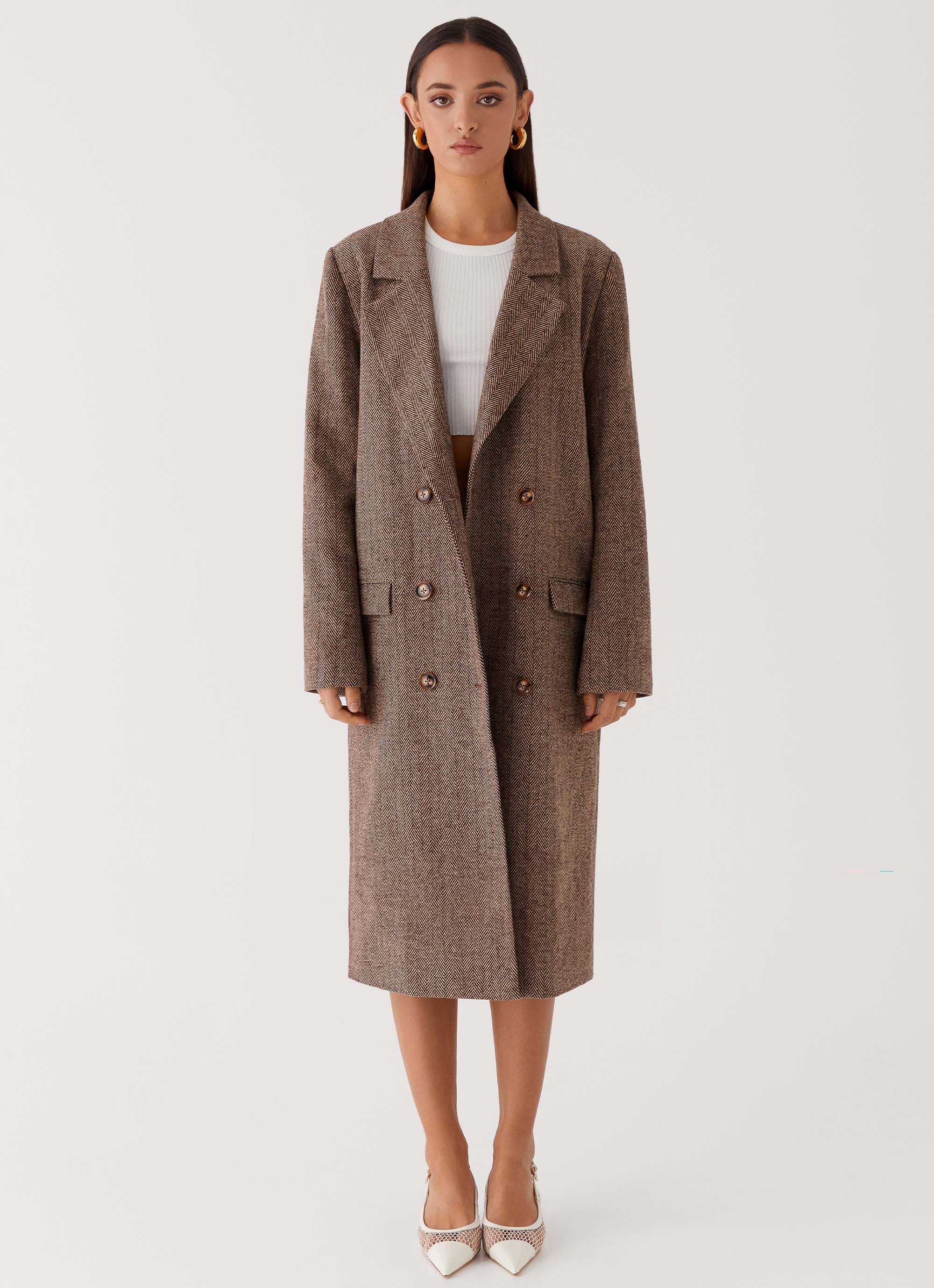 Since Way Back Longline Coat Brown