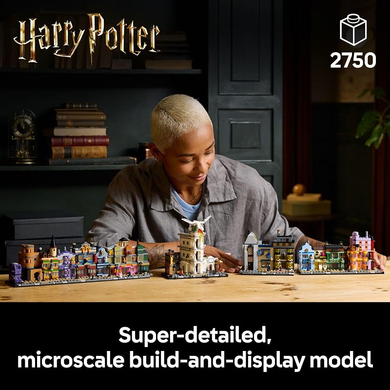 LEGO Harry Potter Diagon Alley Wizarding Shops Building Set for Adults Collectible Kit for Harry Potter Fans with 12 Microfigures Gift Idea for Men Women Fans 76444