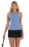 Straight Neck Top in Blue