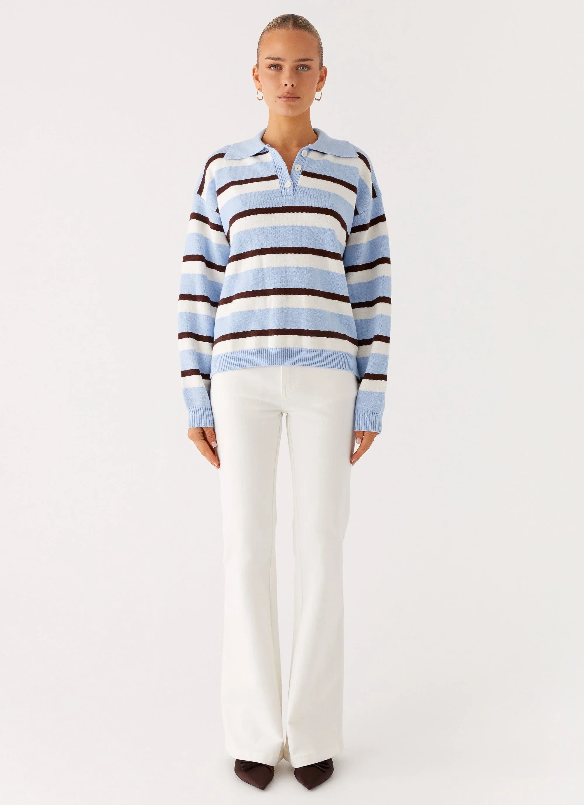 Liana Striped Polo Blue Stripe