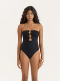 Black Gold Ring Cut Out Bandeau Swimsuit