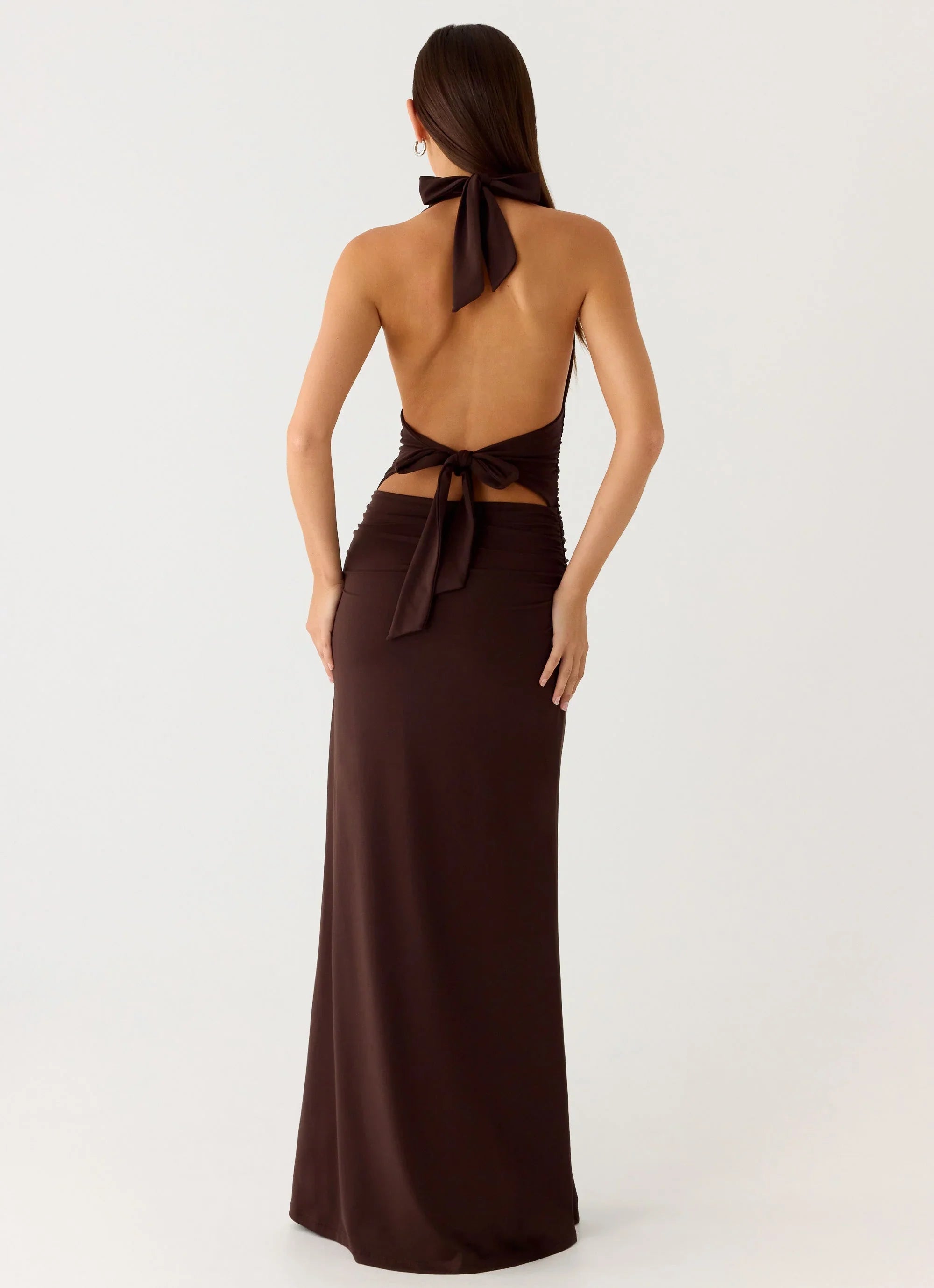 Ilaria Halter Maxi Dress Chocolate