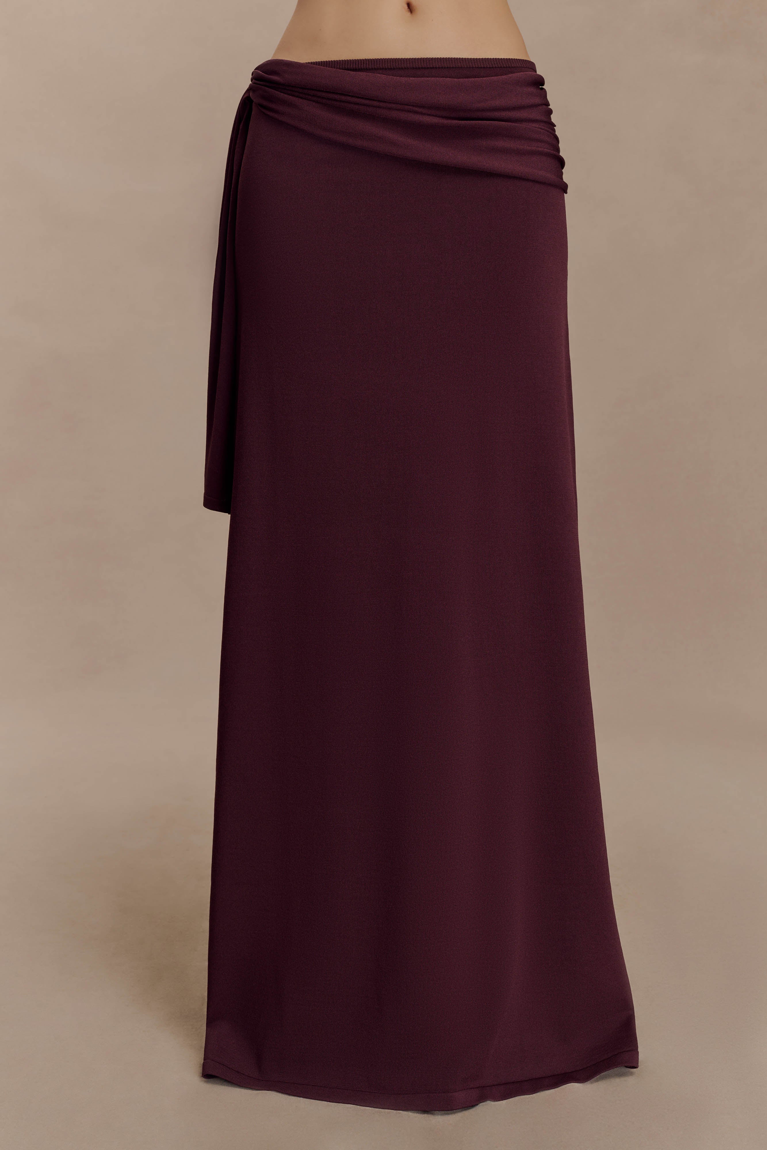 Bowie Low Rise Knit Maxi Skirt Dark Chocolate