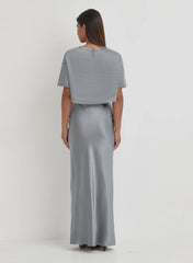 Blue Steel Satin Maxi Skirt
