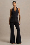 Carina Black Flared Leg Tailored Trousers