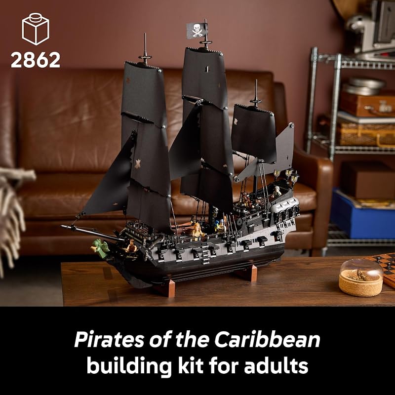 LEGO Icons Captain Jack Sparrows Pirate Ship Building Set for Adults Ages 18 Room Decor for Office Bedroom or Shelf Collectible Black Pearl Ship for Pirates of The Caribbean Fans 10365
