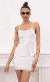 Lace Bodycon Velvet Dress In White