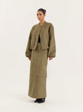 Olive Faux Suede Maxi Skirt