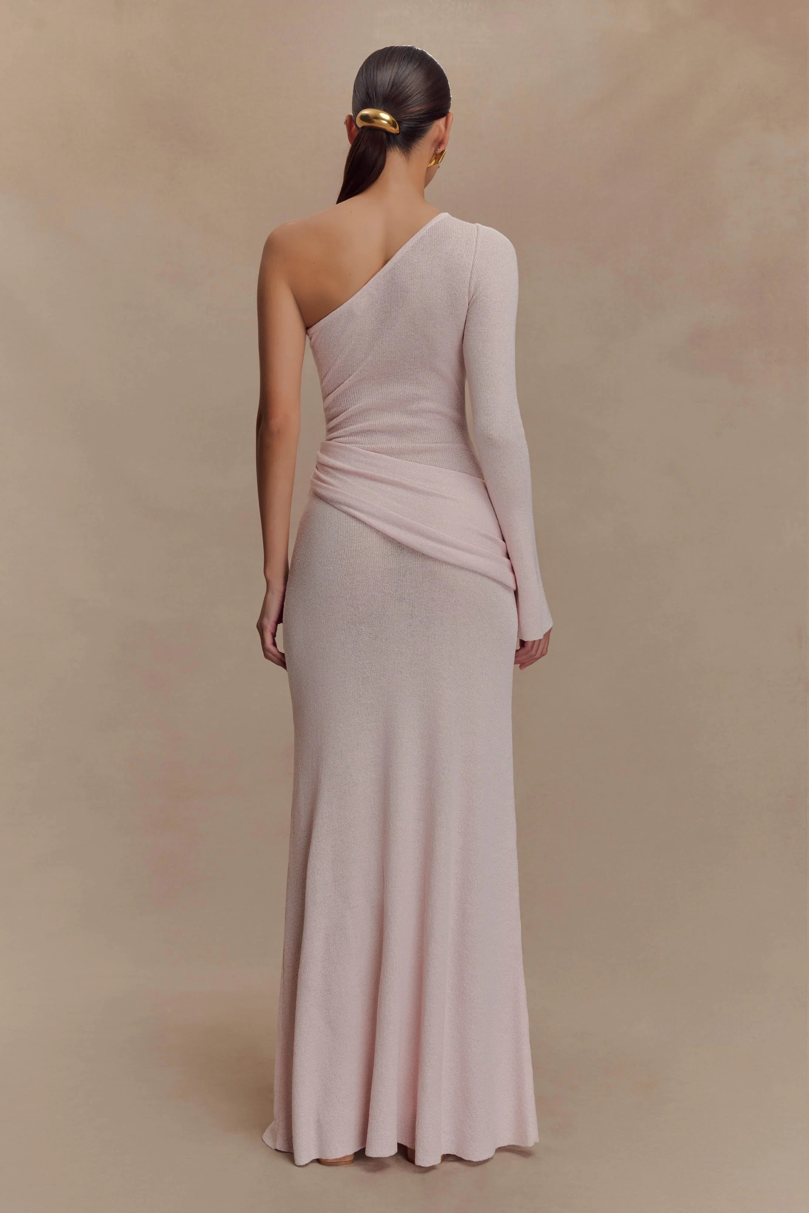 Alexius One Shoulder Knit Maxi Dress Dusty Pink