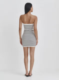 Multi Stripe Knitted Bandeau Button Mini Dress