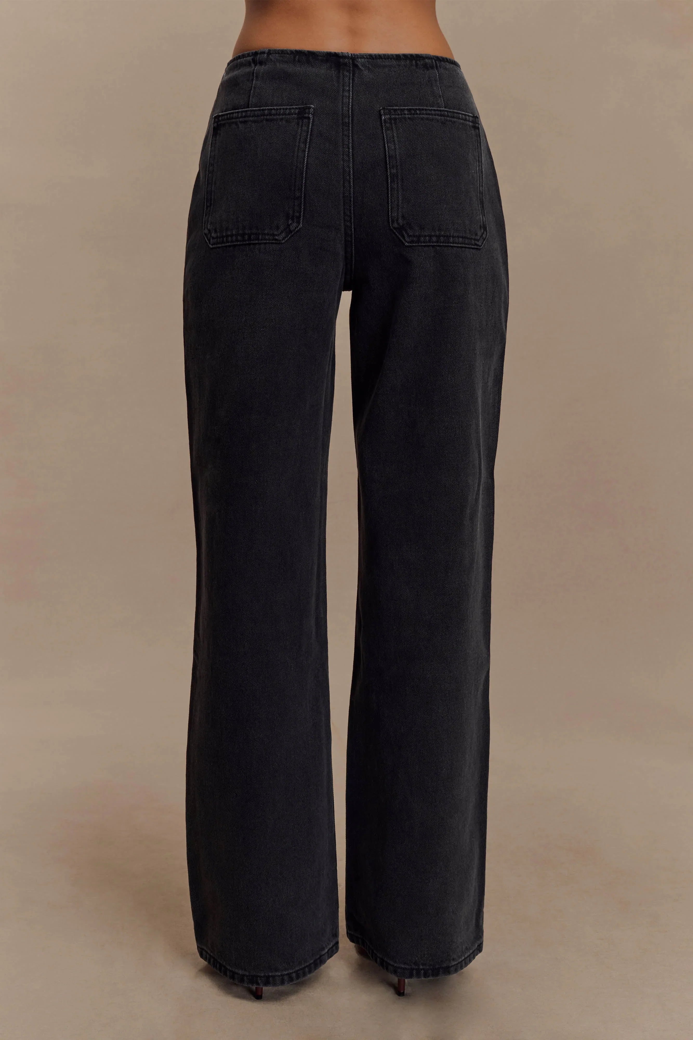 Caitlin Mid Rise Denim Jeans Washed Black
