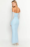 Odette Light Blue Long Sleeve Formal Maxi Dress