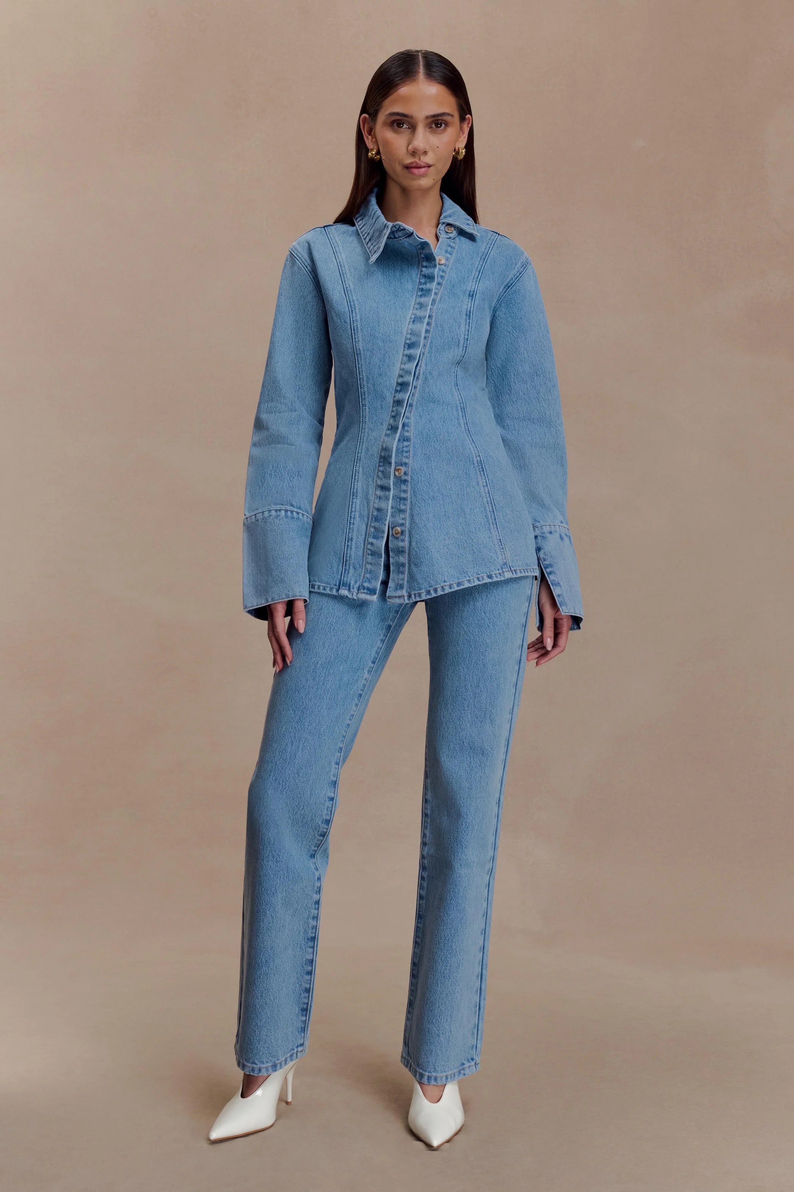 Janine High Waisted Straight Leg Jeans Classic Blue