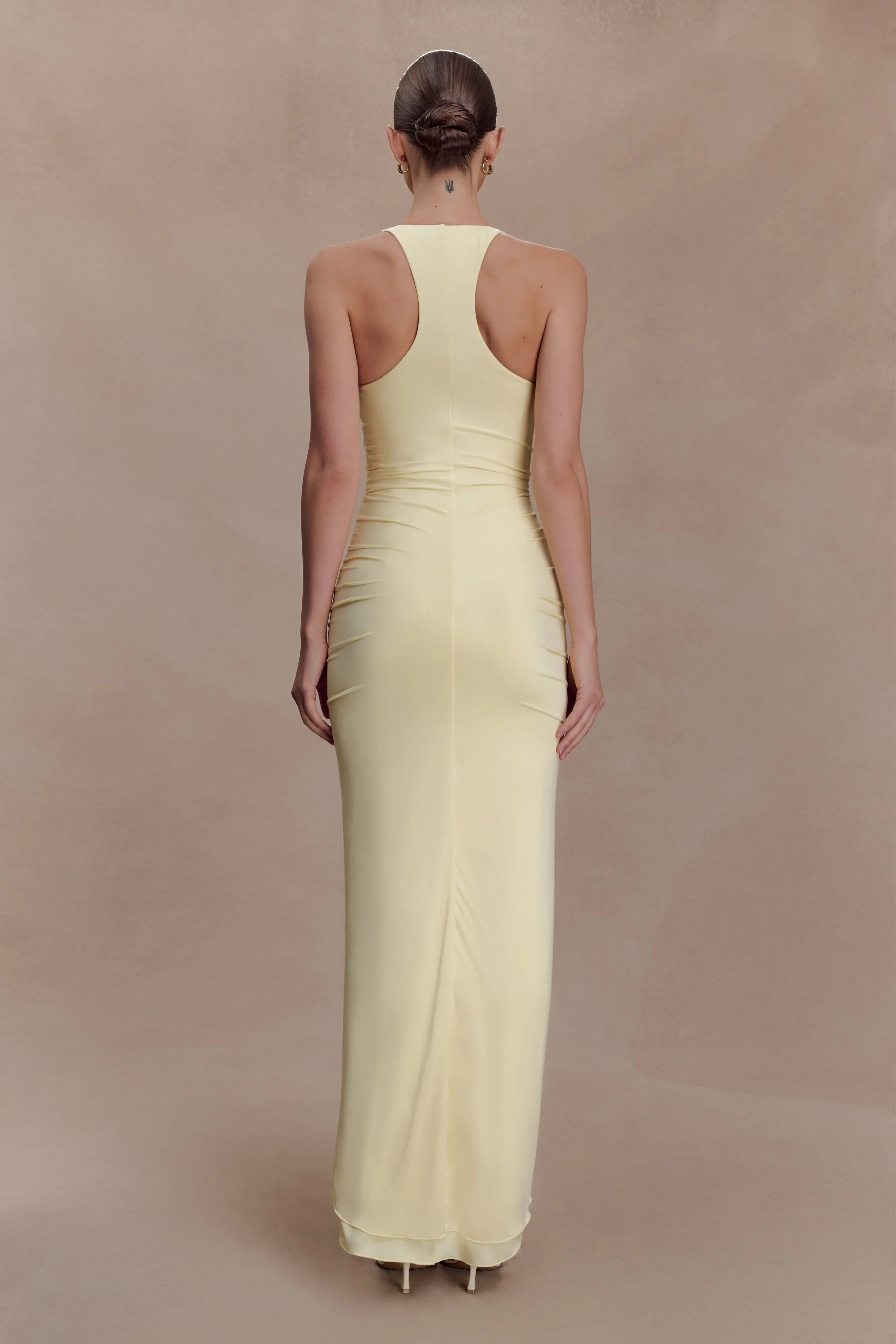 Alessandra Slinky Ruffle Maxi Dress Lemon