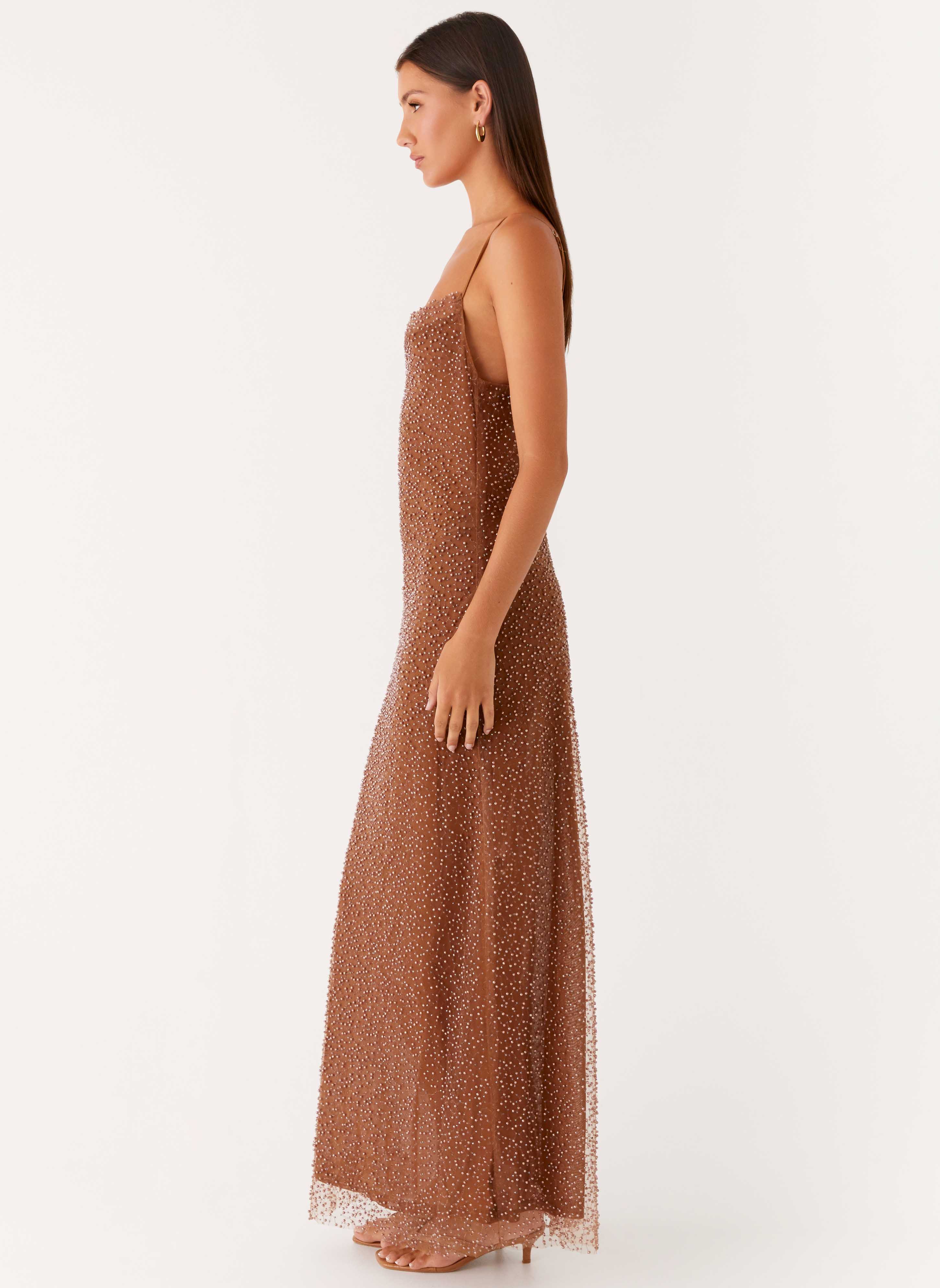 Zuella Beaded Maxi Dress Chocolate