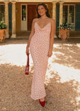 Alianna Cowl Neck Mesh Maxi Dress Pink Flower