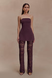 Anette Bandage Knit Strapless Top Chocolate