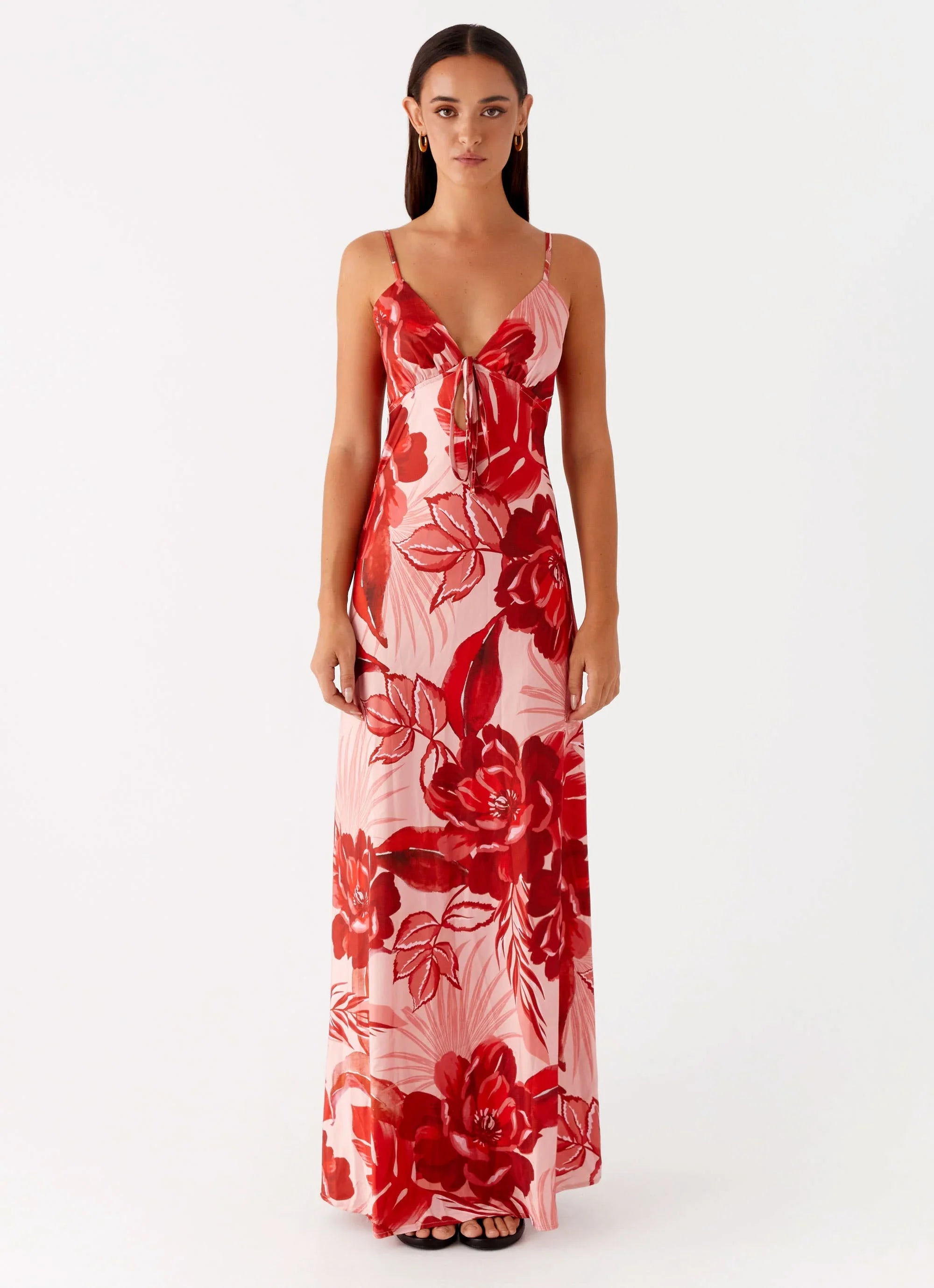 Flora Satin Maxi Dress Sicily Sunsets Print