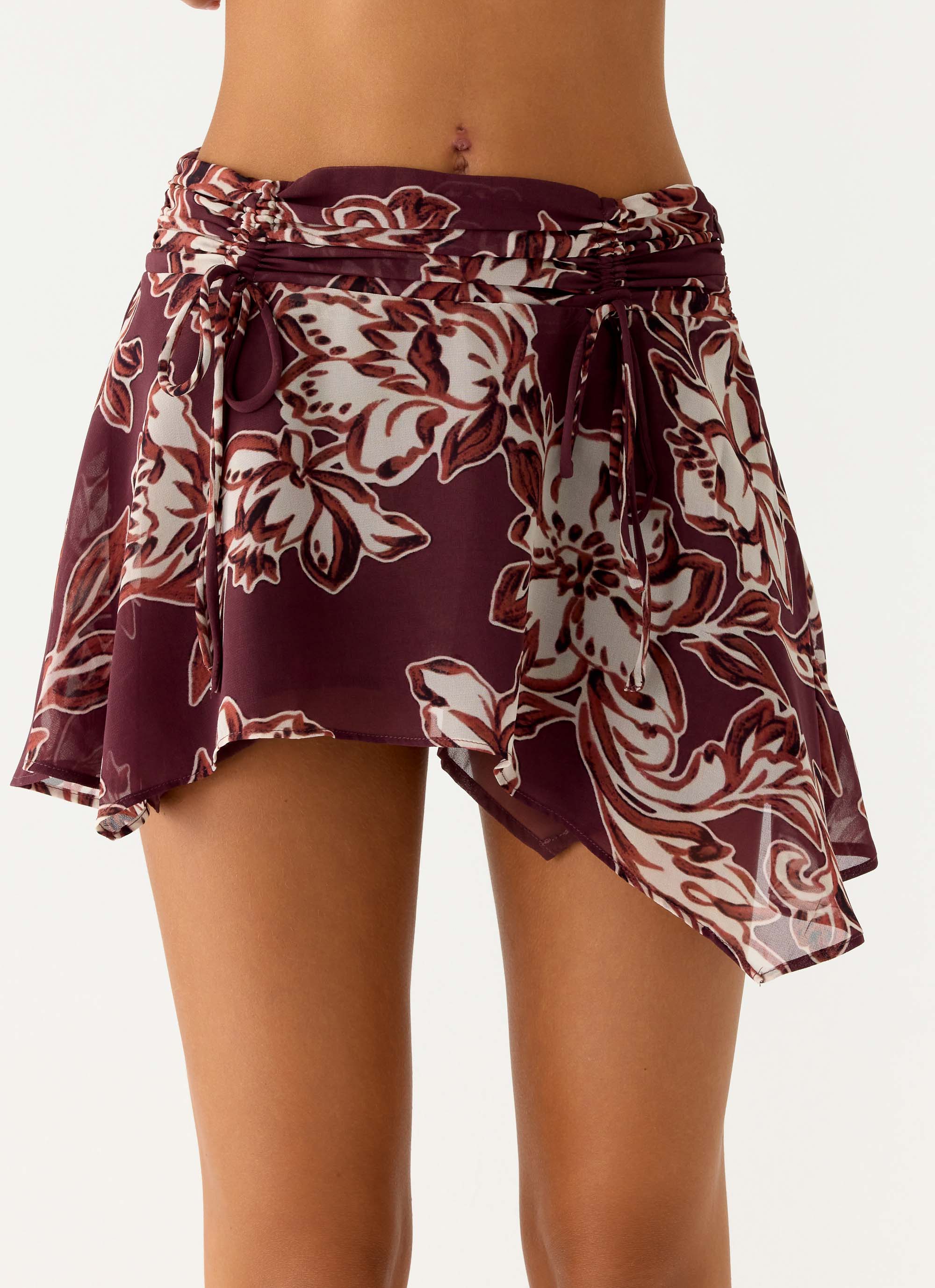 Fiore Asymmetrical Mini Skirt Espresso Meadow