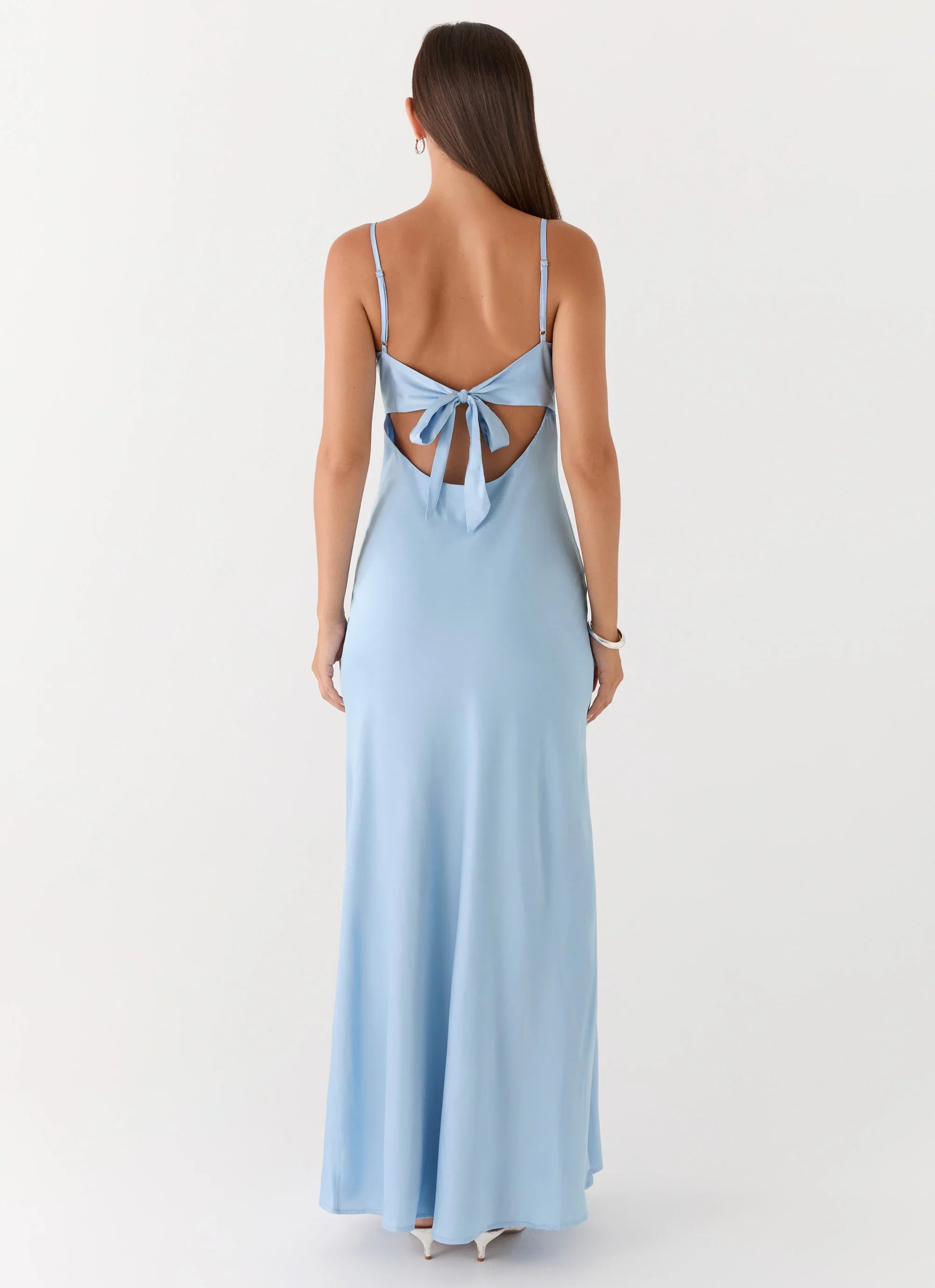 Flora Satin Maxi Dress Ice Blue
