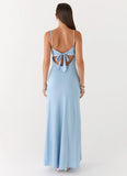 Flora Satin Maxi Dress Ice Blue