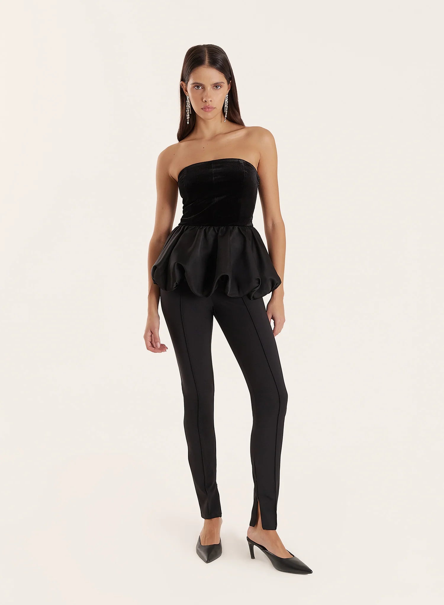 Black Velvet Peplum Corset Top