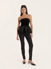 Black Velvet Peplum Corset Top
