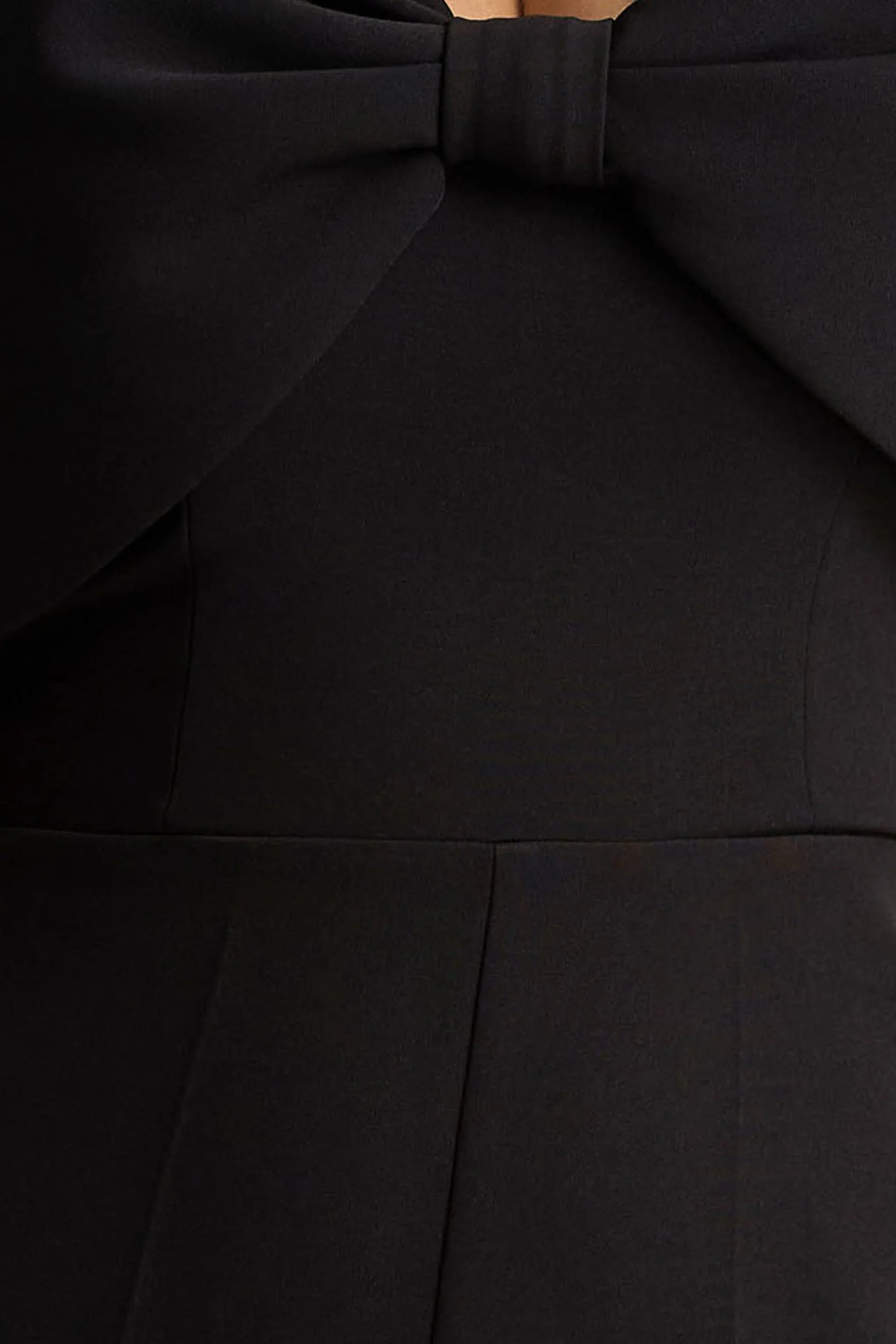 Vivid Black Plunge Neck Jumpsuit With Bow Detail