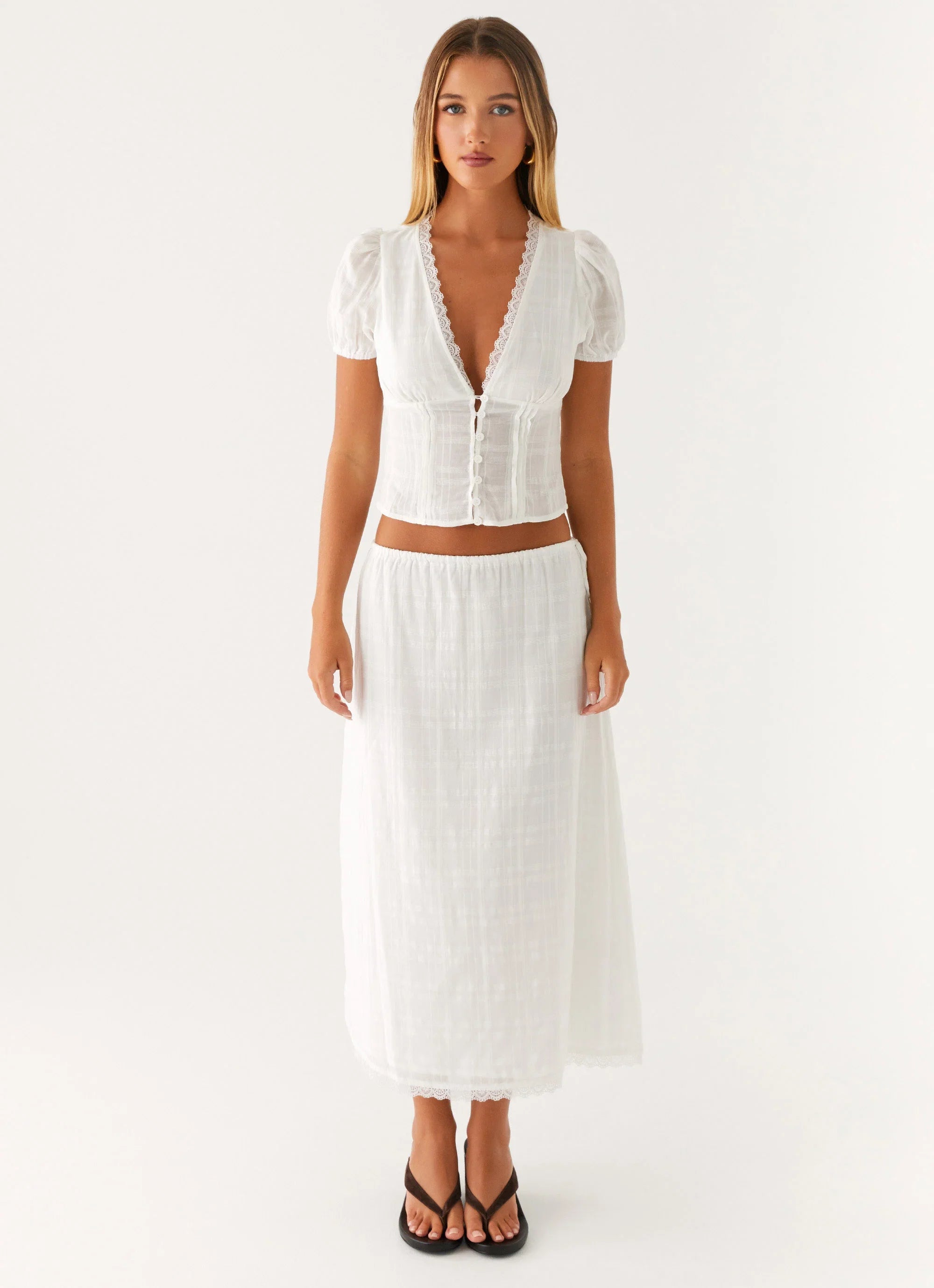 Sweet Lullaby Midi Skirt White