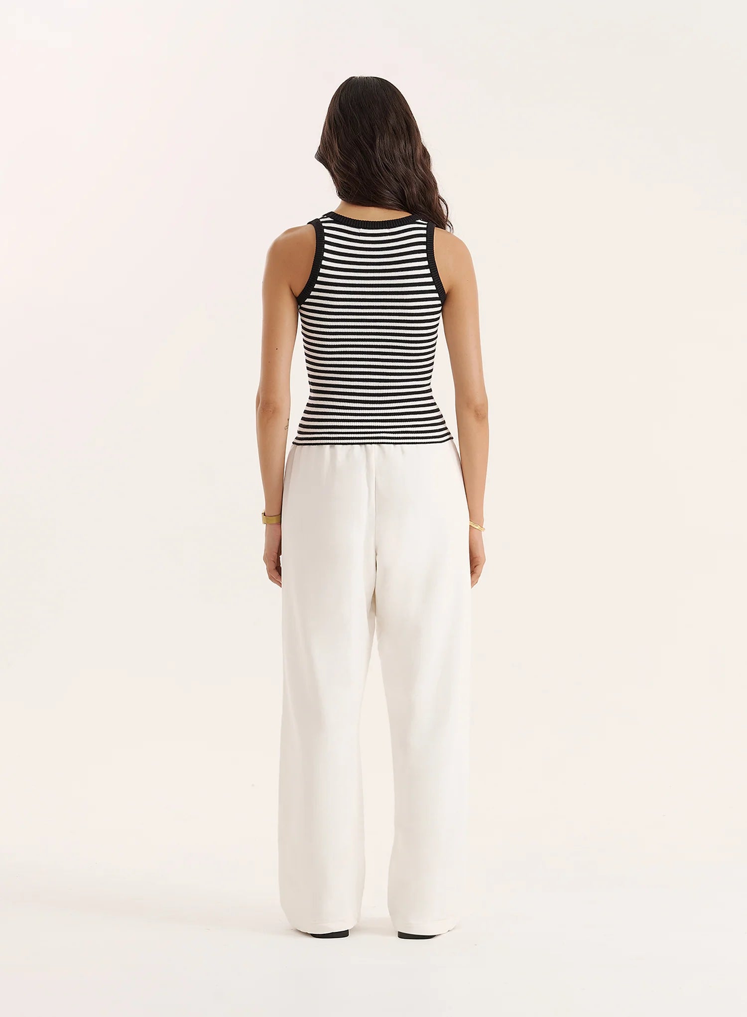 Black And White Stripe Knitted 4th Vest Top