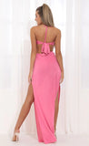 Halter Maxi Dress in Pink Shimmer