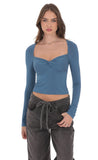 Long Sleev Twist Top in Slate Blue