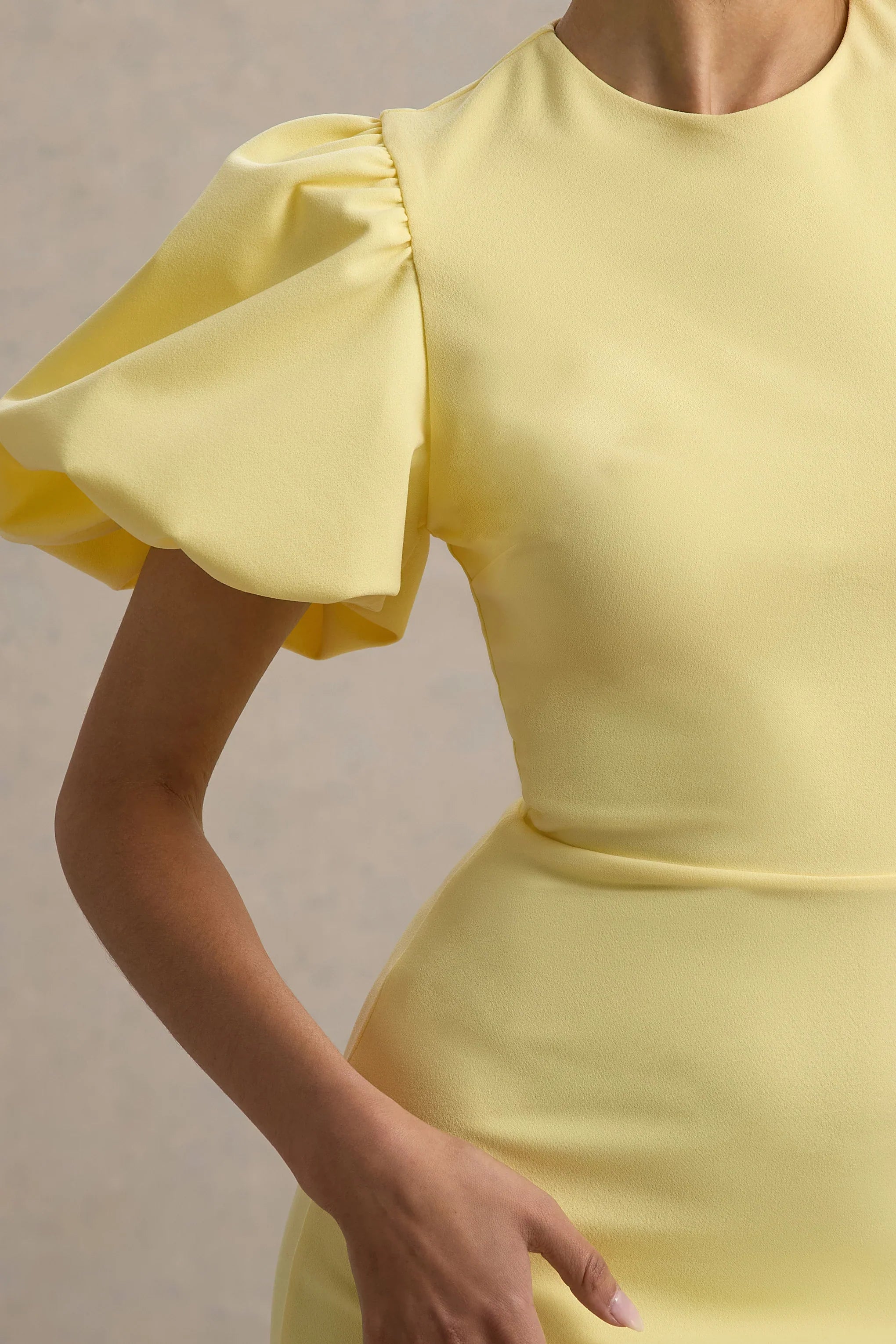 Dakota Lemon Puff Sleeve Midi Dress