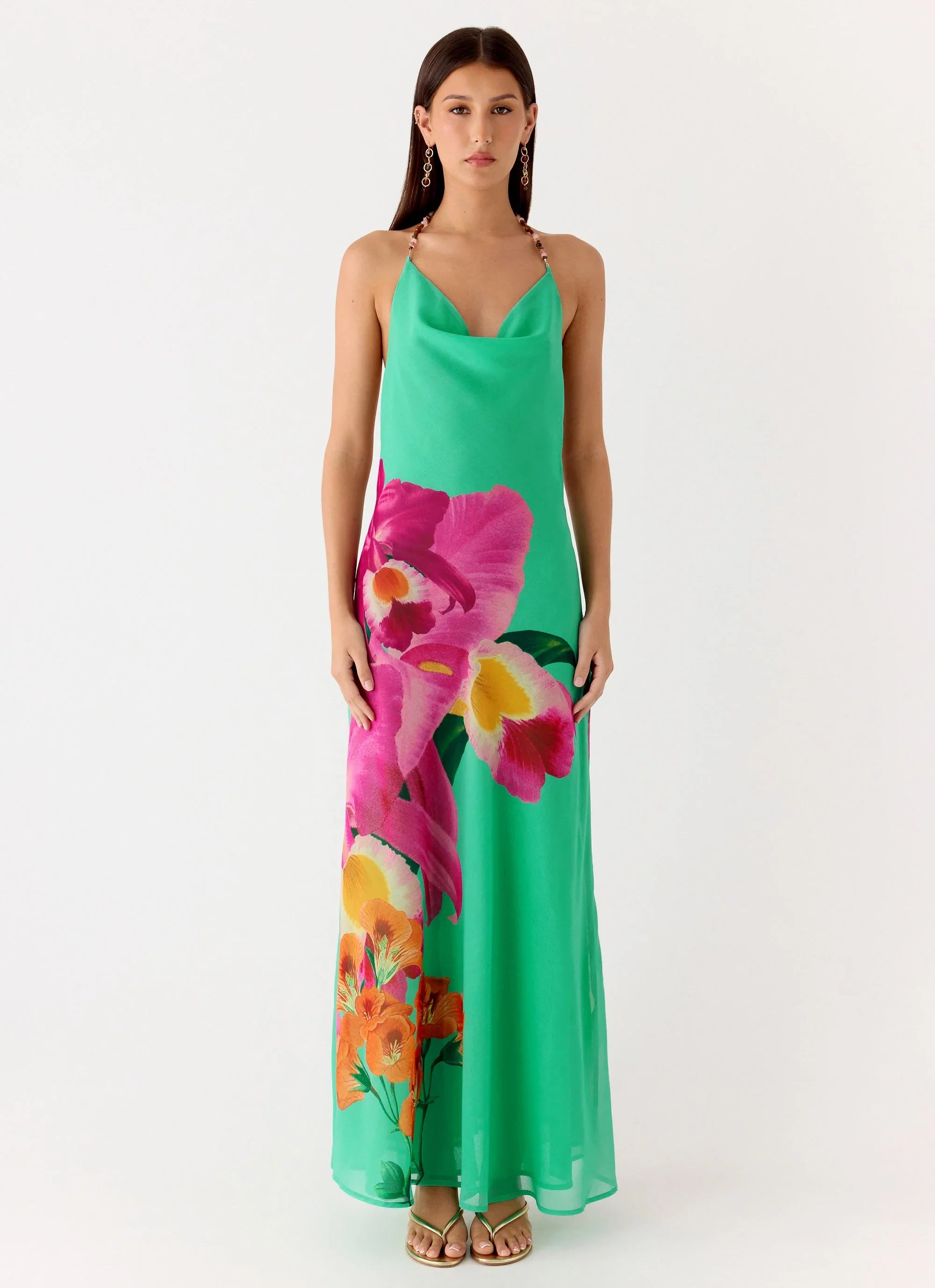Morning Crush Cowl Maxi Dress Jungle Bloom