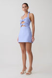 Ella Bow Detail Halter Mini Dress Periwinkle Blue