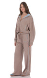 Two Toned Cinchable Sweatpants Pants in Taupe