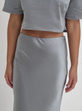 Blue Steel Satin Maxi Skirt