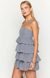 Paolo Navy Gingham Ruffle Mini Dress