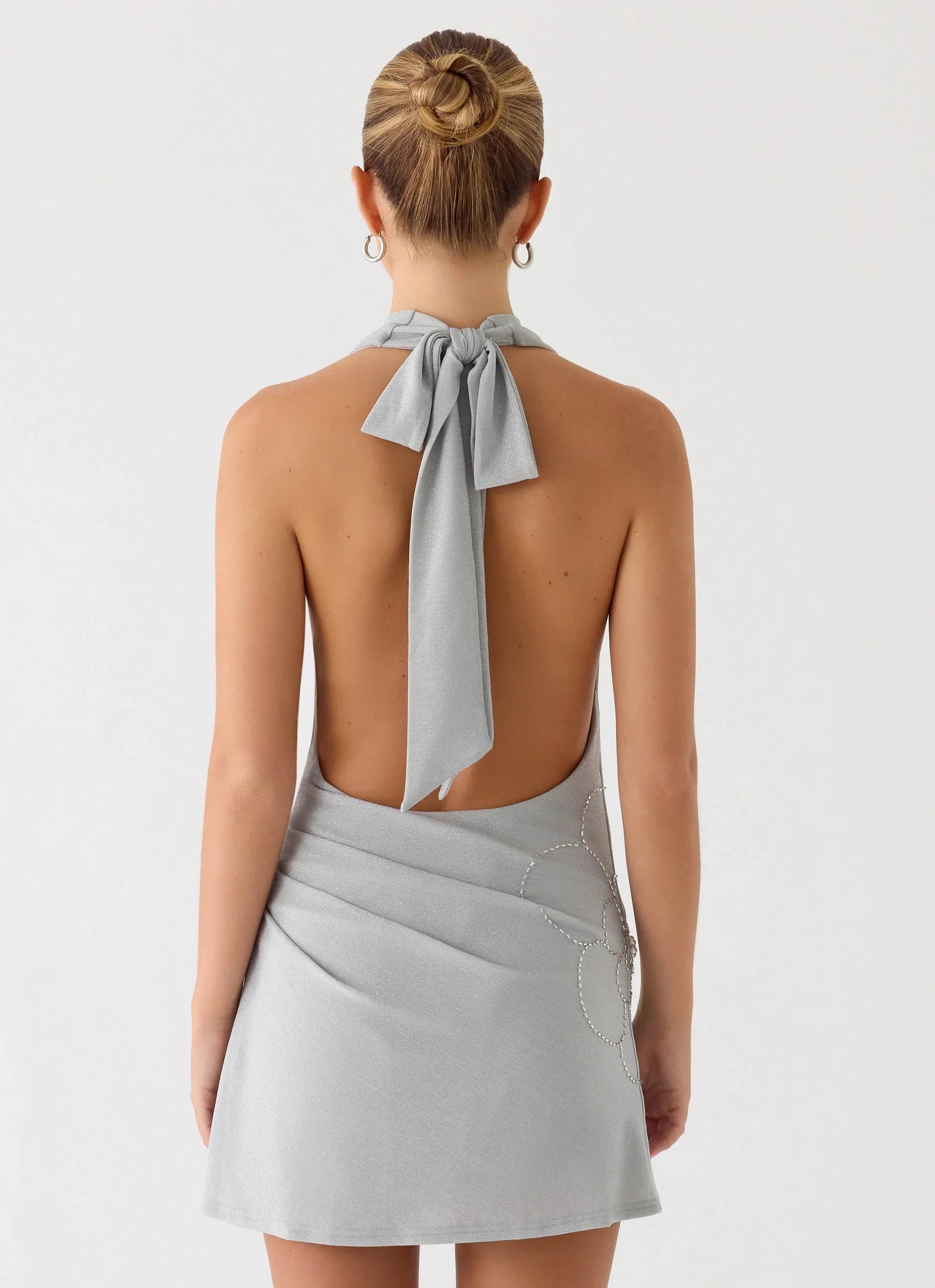 Atenea Cowl Mini Dress Silver