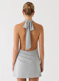 Atenea Cowl Mini Dress Silver