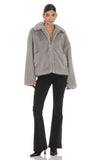 Zip Up Faux Fur Jacket in Grey