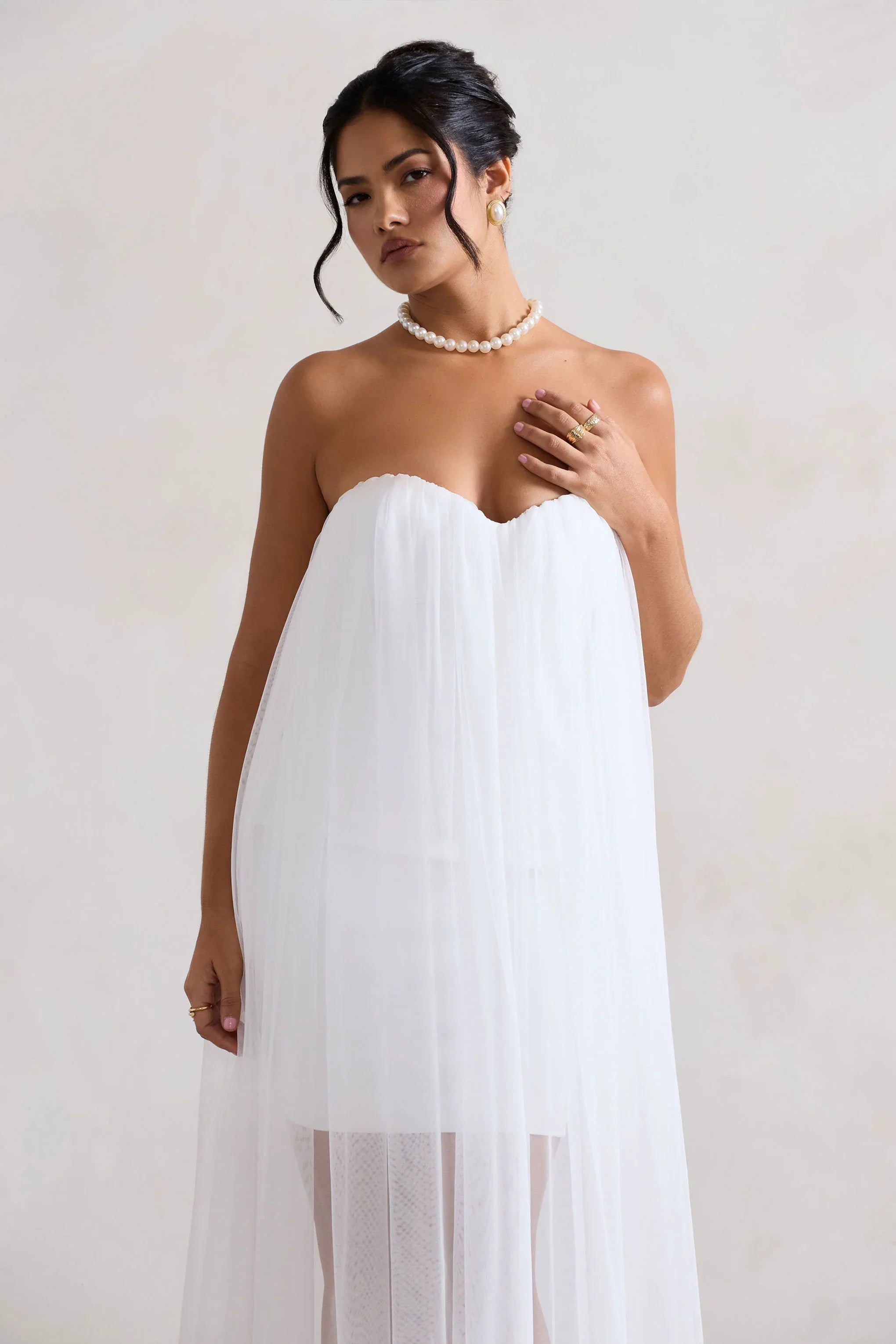 Dreamland Ivory Sweetheart Corset Mini Dress With Tulle Overlay