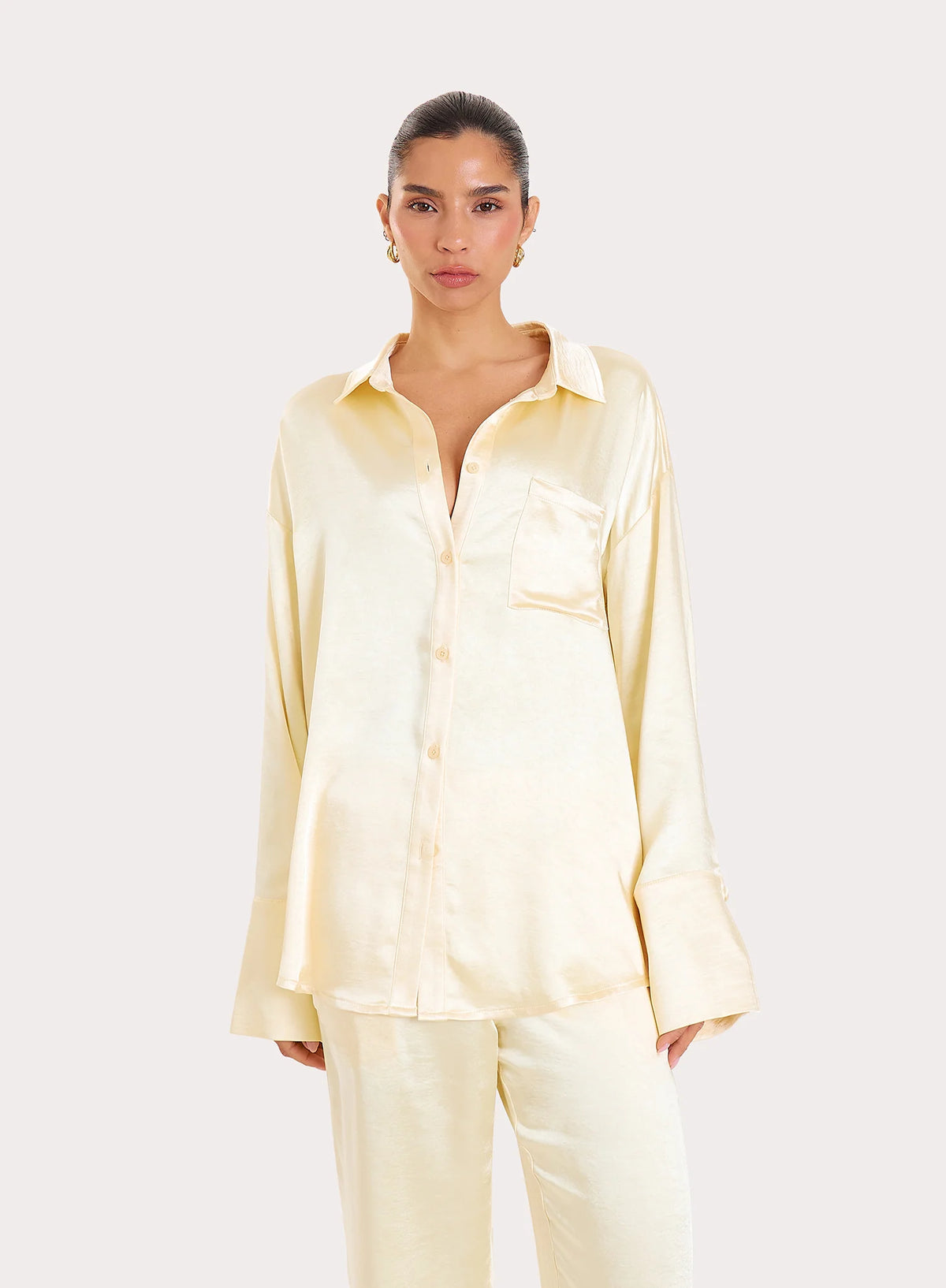 Lemon Oversized Satin Shirt