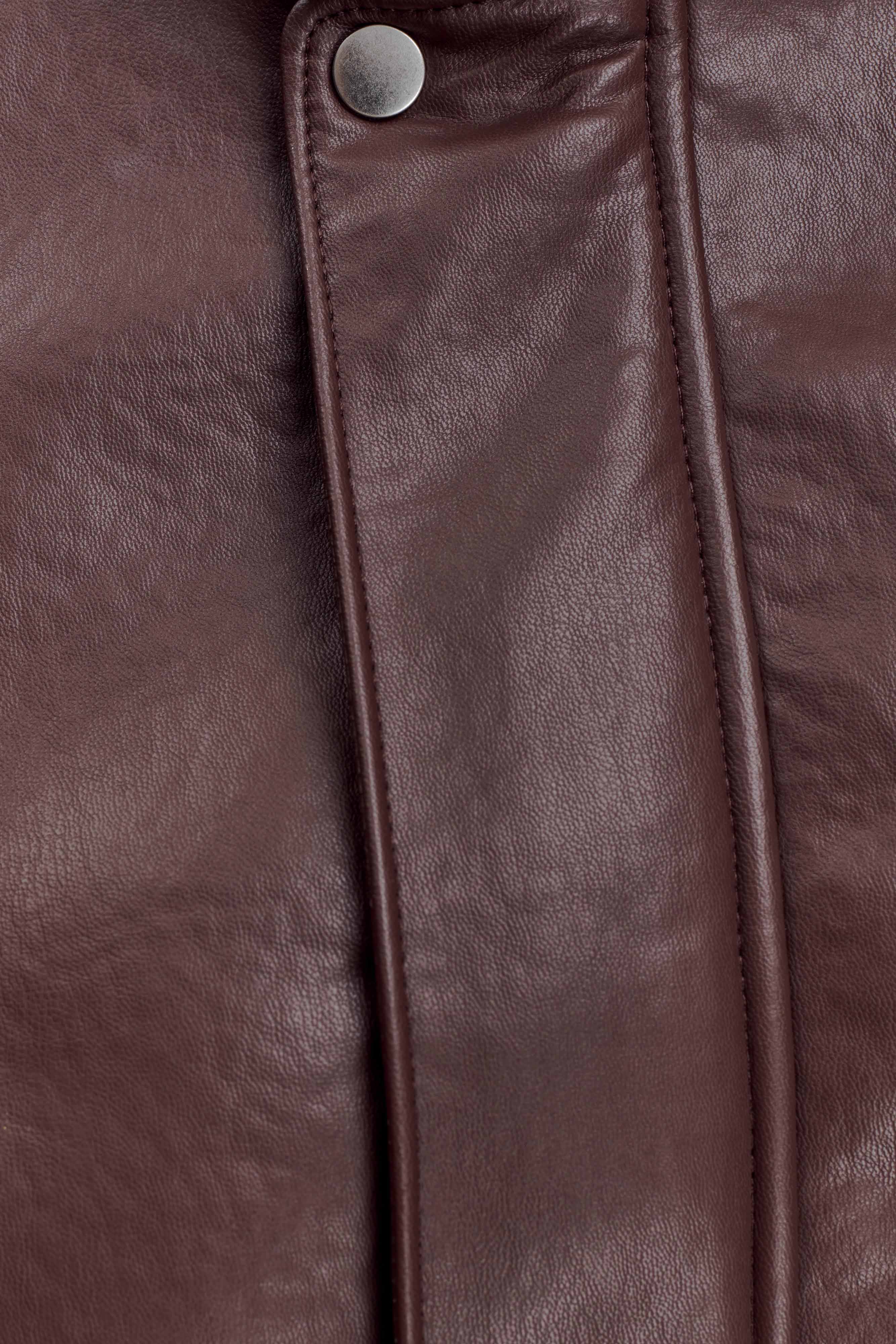Curtis Faux Leather Bomber Jacket Dark Chocolate