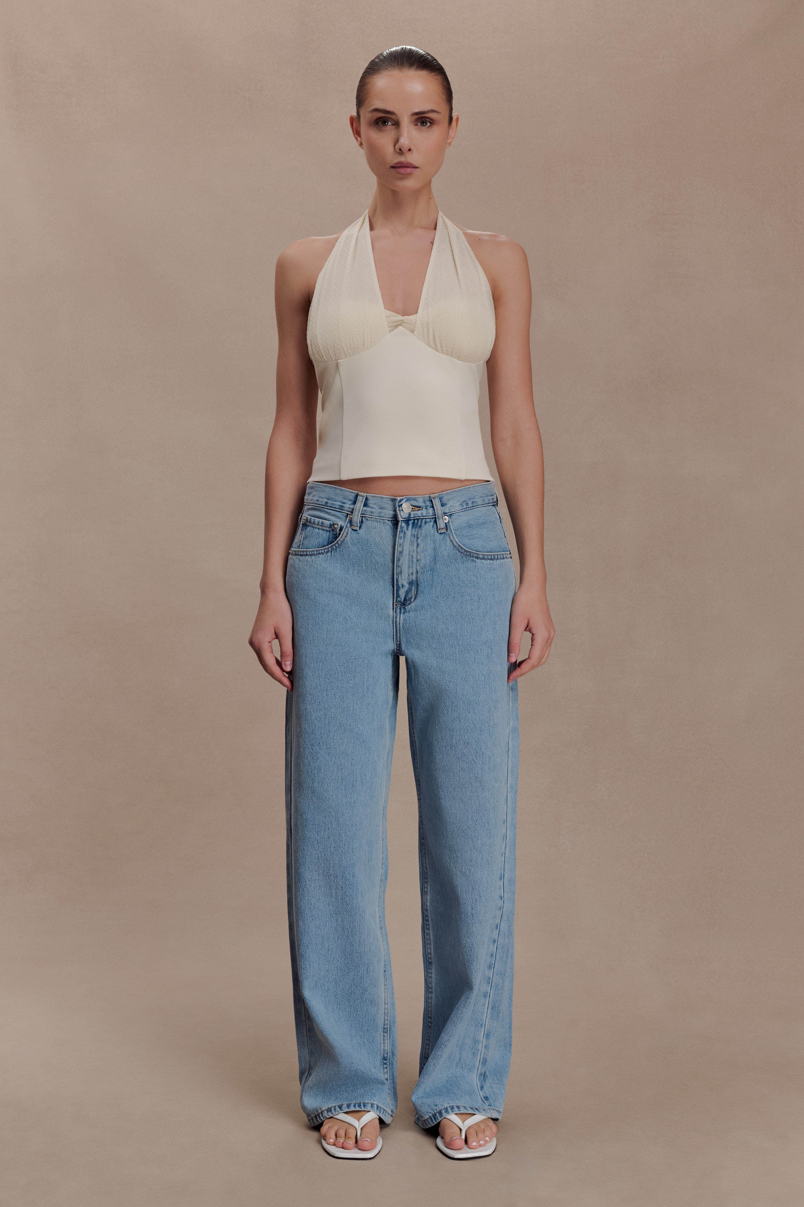 Cressida Crepe Halter Top Ivory