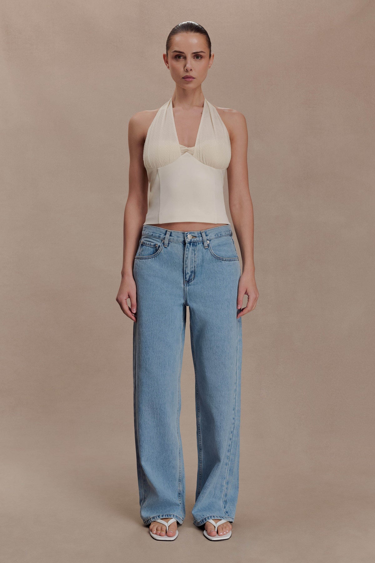 Cressida Crepe Halter Top Ivory